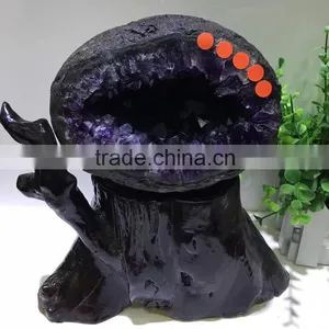 3.5kg Natural Brazil Dark Purple Amethyst Geodes for Decoration thumbnail-2