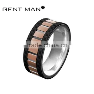 High Quality 8mm Cool Black Tungsten Carbide Carbon Fiber Ring Jewelry thumbnail-2