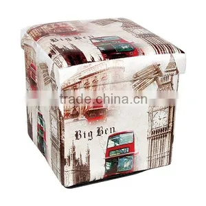 2016 Hotsales Vintage Folding Storage Stool Seating Box Ottaman thumbnail-4
