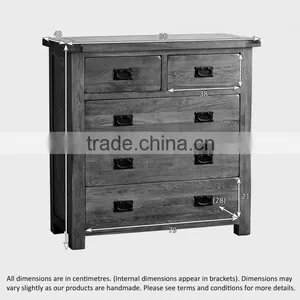 Antique Rustic Retro Solid Oak Wood 2 Over 3 Chest thumbnail-5