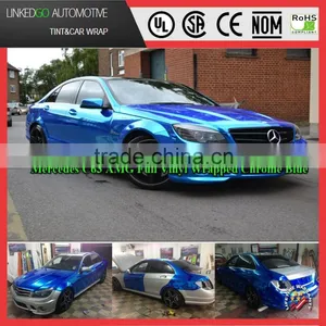 High Quality Car Wrap Chrome Blue Car Wrap Vinyl Air Bubble Free Wrapping Sticker thumbnail-3