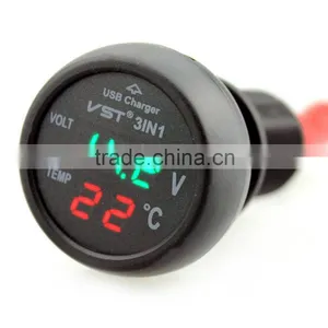 New Car Charger Dual USB DC 12V 2.1A Universal Adapter With Voltage/temperature/Current Meter Tester Digital LED Display thumbnail-5