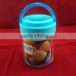 Decorative Food Glass Canister With Handle Plastic Lid thumbnail-1
