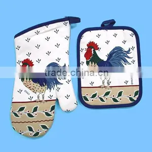 2017 Rooster Design 3 Pcs Silk Screen Print Cotton Kitchen Towel Set thumbnail-3