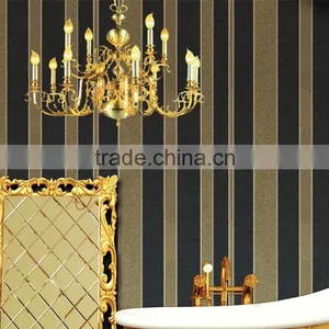 Black /gold/blue/ White Stripe Wallpaper for Hotel Rooms thumbnail-3