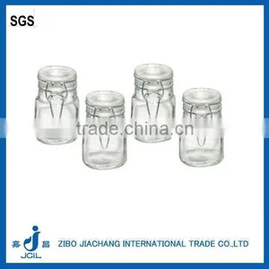 Mini Colored Wholesale Airtight Glass Storage Jar With Clip thumbnail-1