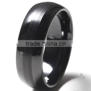 Wholesale Fashion Jewelry Grooved Tungsten Carbide Wedding Rings thumbnail-2