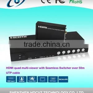 HDMI Switch 4by1, Quad Multi-Viewer With Seamless, Support Button,IR,RS232, Super Quality thumbnail-1