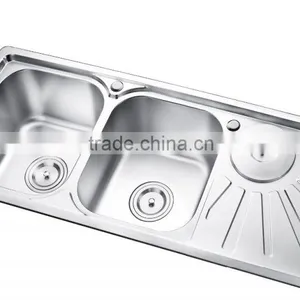 S9749 Hot Sell to Ethiopia/sri Lanka Double Bowl With Drainer Board and Dustbin thumbnail-3