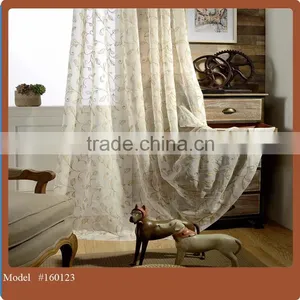 China Classical Design Wholesale Polycotton Embroidery Sheer Voile Curtain Fabric thumbnail-1