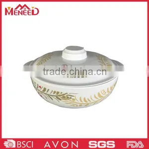 Food Grade Bowl With Lid, Panicle Print White 100% Melamine Wholesale Bowl With Handle thumbnail-1