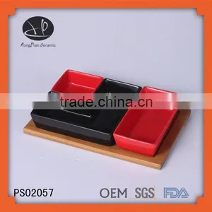 Stoneware Serving Tray Set With Bamboo Tray for Resturant, Serving Ware Sets thumbnail-1