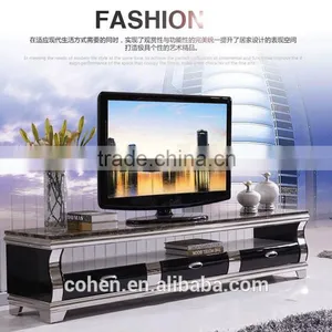 Hot Selling Royal Luxury High Gloss Stainless Steel TV Stand/cabinet Design E1073 Black thumbnail-5