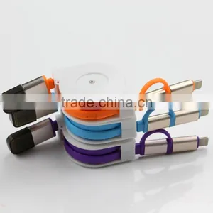 Custom 2 In1 Retractable Universa Tangle Free Charging/Sync Cable for Android&IOS Mobile Phones thumbnail-3