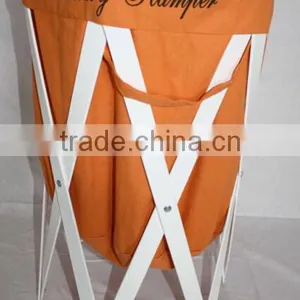 Collipsible Canvas Fabric Laundry Bin Hamper thumbnail-1