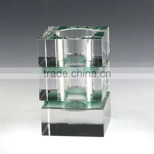 JINGYAGE Office Table Set Blue&Green Colorful Crystal Pen Holder for Business Gift thumbnail-1