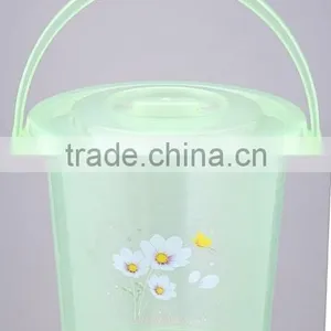 Round Semitransparent Plastic Bucket/waterpot With Carry Hand and Lid thumbnail-3