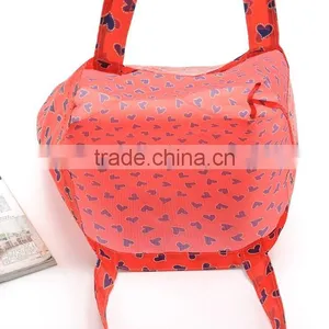 Dot Watermelon Color Full Printing 190D Polyester Foldable Shopping Tote Bag,Folding Into A Purse thumbnail-5