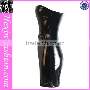 Wholesale Sexy Black Zipper PVC Dress Clothing Leather Bodycon Dress thumbnail-4