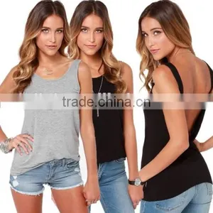 Fashion Women Summer Backless Vest Blouse Casual Sleeveless Tank Top T-Shirt thumbnail-3