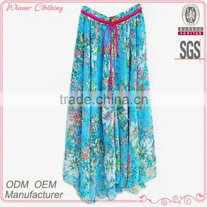 Women Long Print Skirt Bohemian Style Graceful Casual Wear Best Selling Maxi Chiffon Skirt thumbnail-1