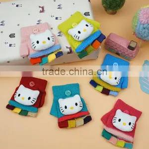 TC13011 Cute Kitty Animal Pattern Baby Gloves With Fingers, Cheap Knitted Baby Gloves Wholesale thumbnail-1