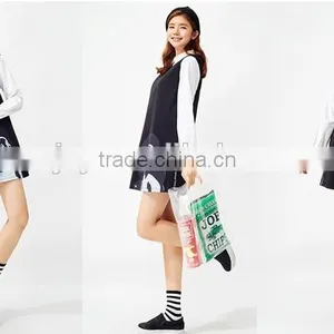 Women's Black Knitting Small Hem A Printed Sleeveless Dresses thumbnail-2
