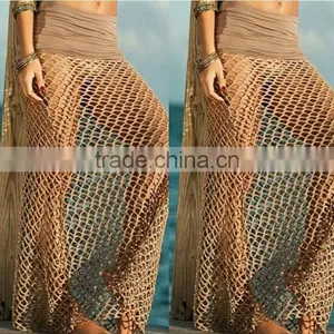 EY0010A Women's Fashion See Through Woven Skirts Crocheted Irregular for Beach Wear Night Clubwear thumbnail-1