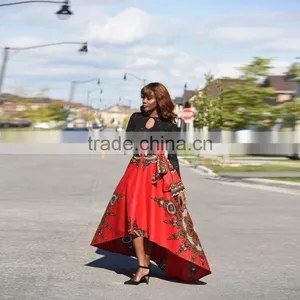 Walson 2017 New Trend Floral African Print Party Wear Bubble Women Long Skirt With Kurti thumbnail-4