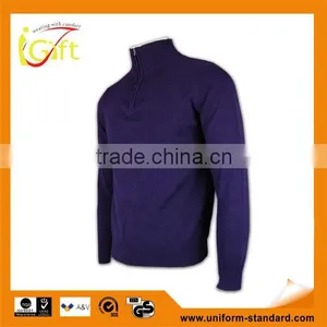 ISO9001/BSCI Manufature Purple Zipper Mens Blank Wool Sweater thumbnail-1