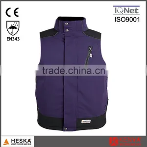 High Quality EN343 Waterproof Cheap OEM Breathable Sleeveless Mens Softshell Vest thumbnail-1