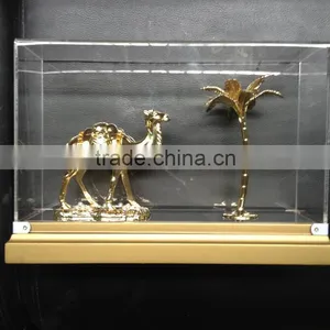 NEW Style Noble Customized Made 24k Real Gold Plated Camel and Coconut Tree Model With Home Office Decor & Gift KJJ-0268 thumbnail-2
