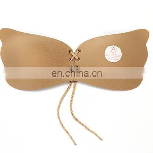 Women Self Adhesive Strapless Bandage Stick Silicone Push Up 1/2 Cup Invisible Fly Bra thumbnail-4