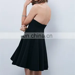 Taiwan Online Shopping Strapless Sex Chiffon Swing Dresses Korea Evening Outfit Black NT6721 thumbnail-3