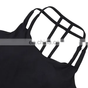 Wholesale Summer Women Long Sleeveless Yoga Gym Tank Top Black thumbnail-5