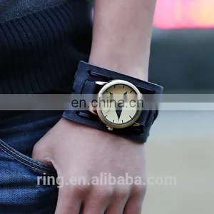 Men Vintage Trend Hand Watch Waterproof Back Leather Wide Strap Wrist Watch thumbnail-2