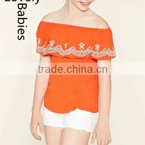 Latest Design Summer Tops 2016 off Shoulder Floral Embroidery Design Top thumbnail-1