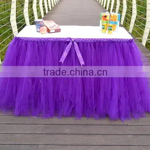 Slumber Party Tutu Tulle Table Skirt Cover Purple SD103 thumbnail-2
