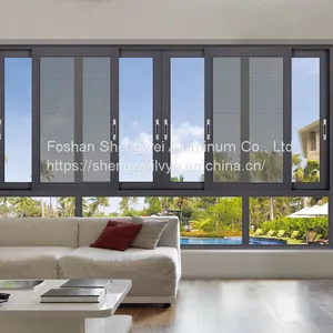 China Factory Aluminum Frame Sliding Window With Mosquito Net Double Glazing Sliding Glass Windows thumbnail-2