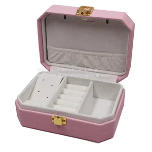 Creative PU Jewelry Box Pearl Treasure Box Portable Travel Earrings Bag Double-layer Storage Box thumbnail-2