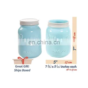 250ml New Factory Custom Empty Decorative Mini Ball Round Small Wide Mouth Ceramic Mason Jar With Lid thumbnail-3