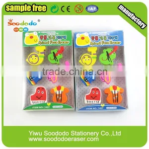Novelty School 2D Extruded Music Shaped Flat Eraser Set thumbnail-2