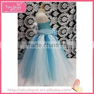 Pleated Skirt Royalblue Yarn Dress With Embroidered Rosette Waist Halloween Costume Gauze Dress Supplier's Choice thumbnail-2