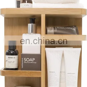 360 Degree Bamboo Cosmetic Organizer Multifunction Storage Carousel for Makeup Toiletries and More Great for Vanity Desk thumbnail-3