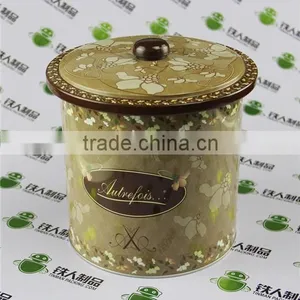 Empty Small Metal Case Round Tea Tin Plate Box thumbnail-1