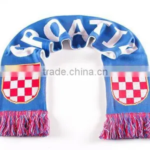 High Quality Custom Design Wholesale Acrylic Jacquard Knitted Soccer Football Fan Scarf thumbnail-3
