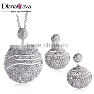 Cubic Zirconia Deluxe Classic Look Round Pendant Women Set Jewelry Wholesale thumbnail-2