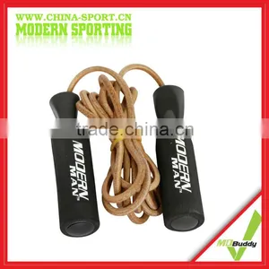 Foam Coated Handle Leather Exercise Jump Rope thumbnail-1