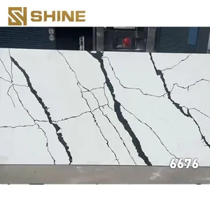 Widely Used Engineered Calacatta Quartz Artificial Stone Slab Solid Surface Polished for Hospital Mall Home Kitchen Table thumbnail-1