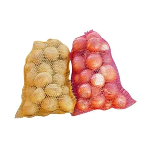 High Quality 50cm*80cm Plastic Vegetables and Fruits PP Mesh Bag Tubular Onions Drawstring With Custom Logo thumbnail-1